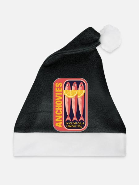 Retro Dosenetikett Anchovy Kunst - Weihnachtsmütze - Schwarz/Weiß