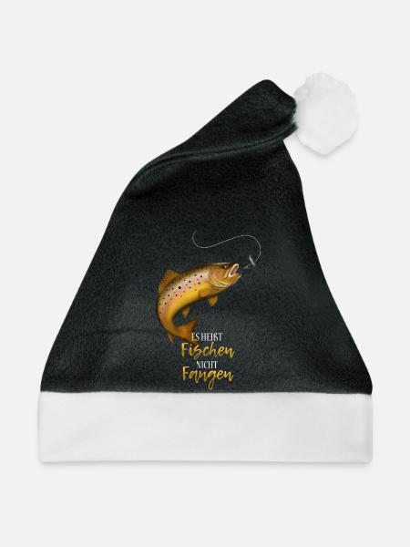 Fischen nicht Fangen lustiger Angel Spruch - Weihnachtsmütze - Schwarz/Weiß - Vorne