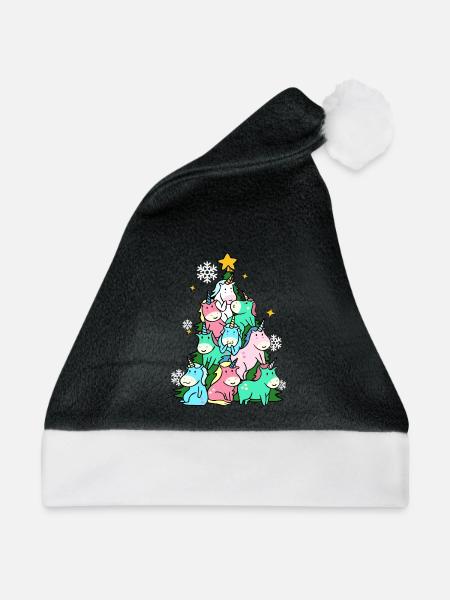 Einhorn-Tanne - Weihnachtsmütze - Schwarz/Weiß - Vorne