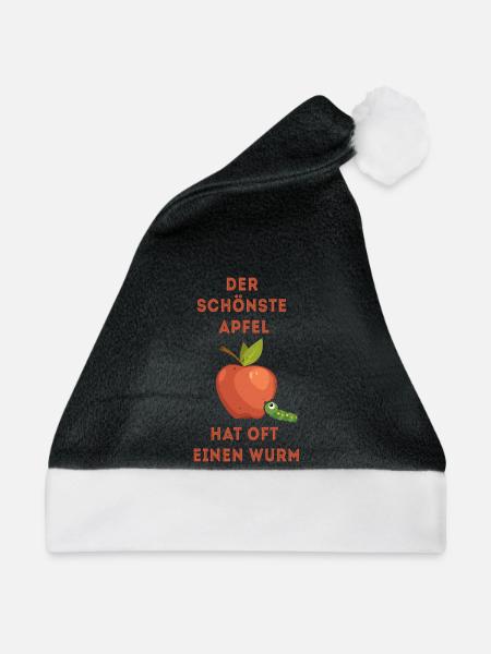 Der schönste Apfel hat oft einen Wurm - Weihnachtsmütze - Schwarz/Weiß - Vorne