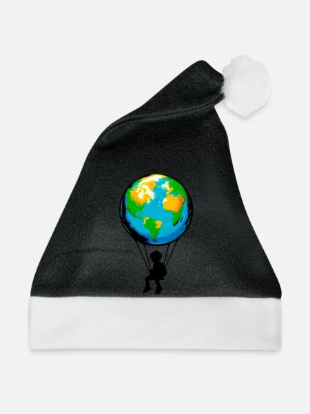 Planet Erde - Weihnachtsmütze - Schwarz/Weiß