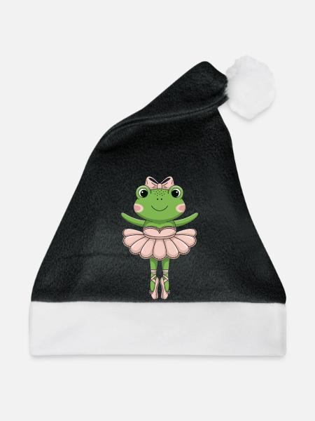 Ballettfrosch im rosa Tutu - Weihnachtsmütze - Schwarz/Weiß
