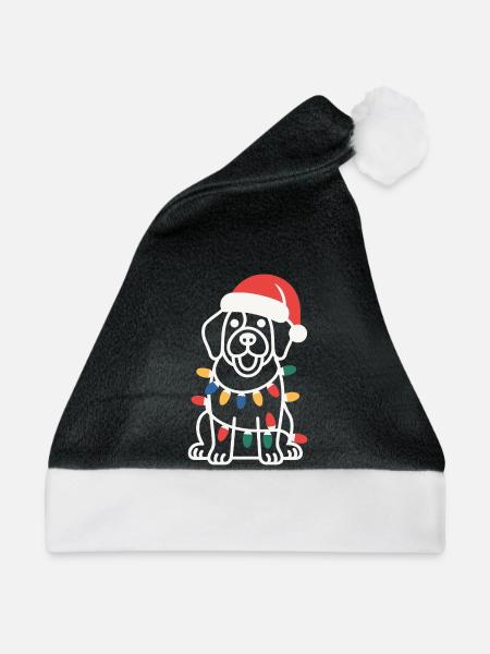 Weihnachtsmann Welpe Weihnachtsbeleuchtung - Weihnachtsmütze - Schwarz/Weiß