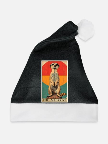 Meerkat Erdmännchen - Weihnachtsmütze - Schwarz/Weiß - Vorne