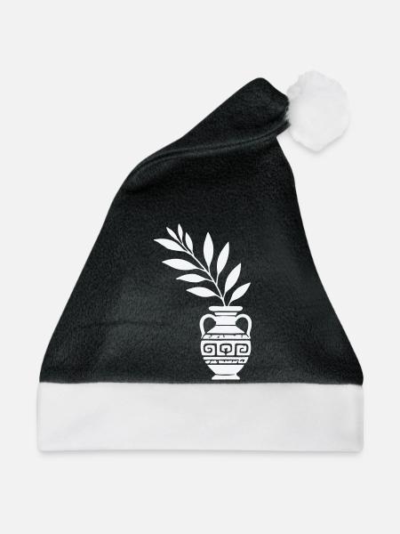 Antike Vase mit Blattzweigen - Weihnachtsmütze - Schwarz/Weiß