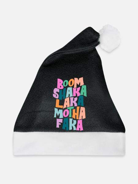 Fette Farbburst-Typografie - Weihnachtsmütze - Schwarz/Weiß