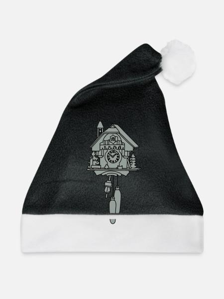 Kuckucksuhr 2 - Weihnachtsmütze - Schwarz/Weiß