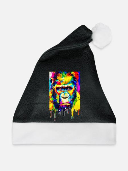 Urbaner Gorilla - Graffiti Kunst - Weihnachtsmütze - Schwarz/Weiß - Vorne