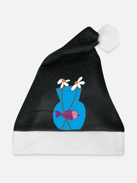 fisch im glas 3 - Weihnachtsmütze - Schwarz/Weiß