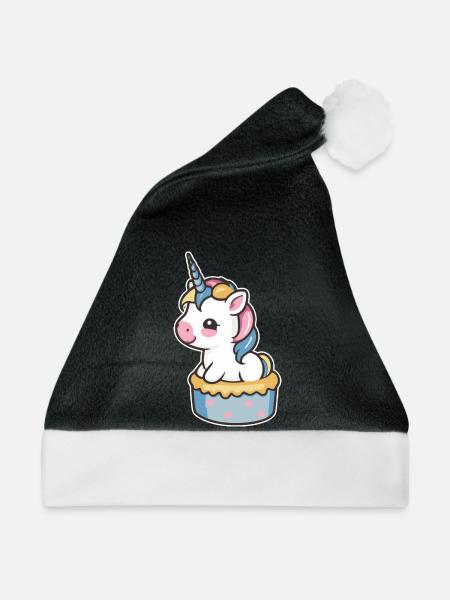 Einhorn Torte - Weihnachtsmütze - Schwarz/Weiß - Vorne