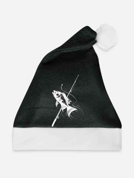 Angeln Skizze - Weihnachtsmütze - Schwarz/Weiß - Vorne