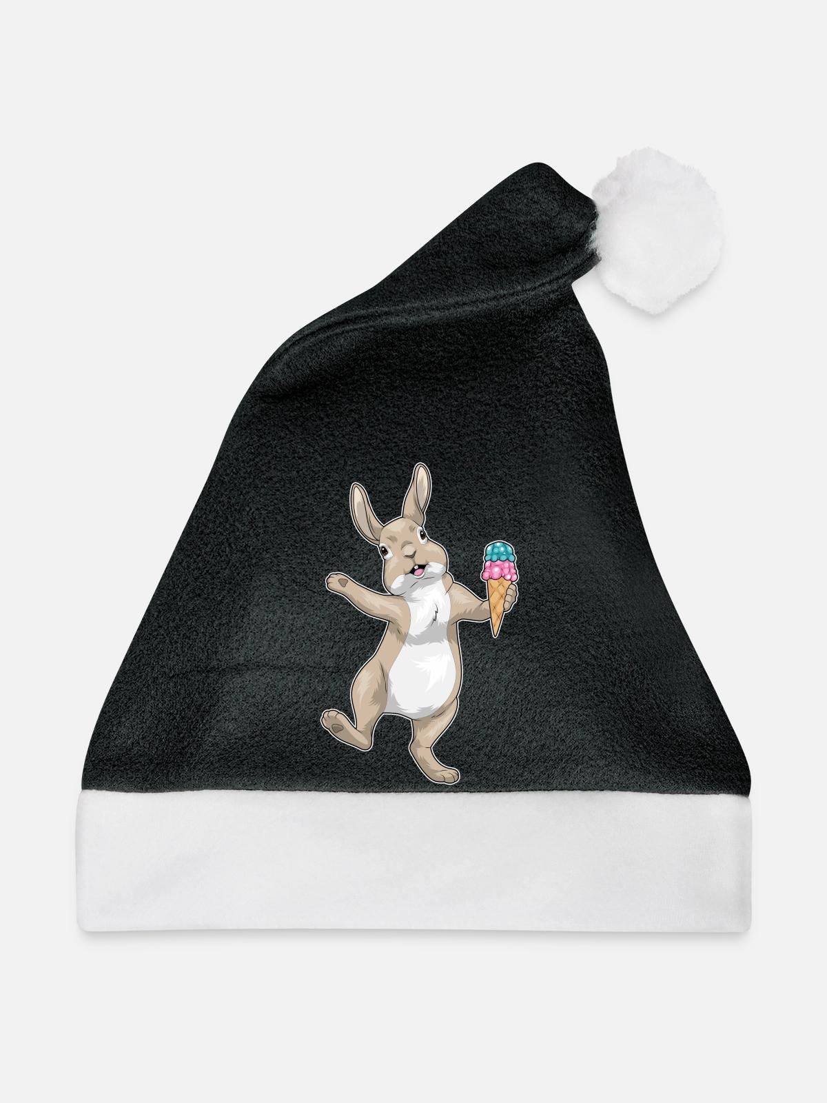 Hase Waffeleis - Weihnachtsmütze - Schwarz/Weiß - Vorne
