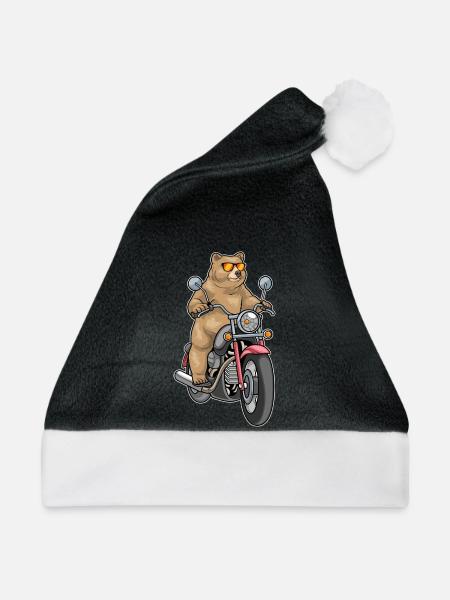Bär Motorrad - Weihnachtsmütze - Schwarz/Weiß