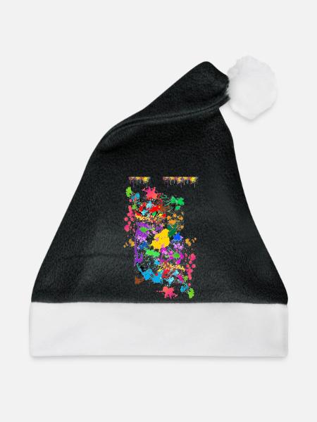 Abstrakte Farbspritzer - Weihnachtsmütze - Schwarz/Weiß