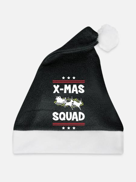 X-Mas Squad - Weihnachtsmütze - Schwarz/Weiß - Vorne