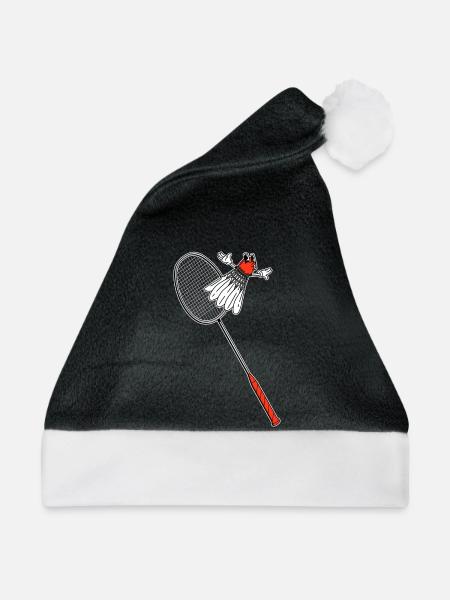 Badminton Schläger Fliegender Federball Vintage - Weihnachtsmütze - Schwarz/Weiß - Vorne
