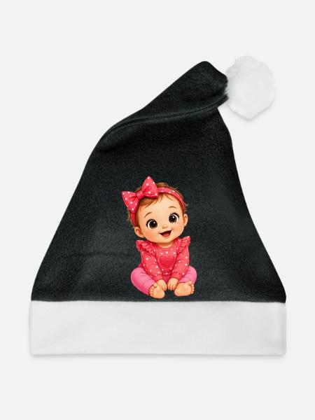 Kuschelbaby Herzchen Rosa - Weihnachtsmütze - Schwarz/Weiß