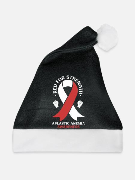 Aplastische Anämie Awareness - Rot für Stärke - Weihnachtsmütze - Schwarz/Weiß - Vorne