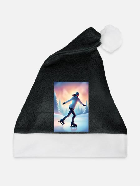 Eiskunstläuferin Frau - Weihnachtsmütze - Schwarz/Weiß