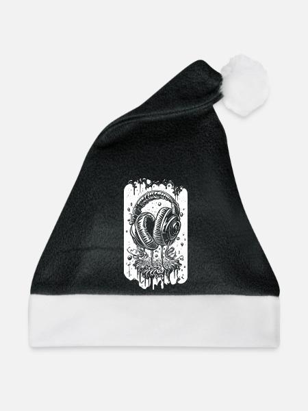 Comic Kopfhörer mit Tropfen - Weihnachtsmütze - Schwarz/Weiß