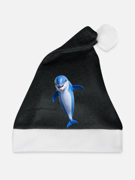 Fröhlicher Delphin - Weihnachtsmütze - Schwarz/Weiß
