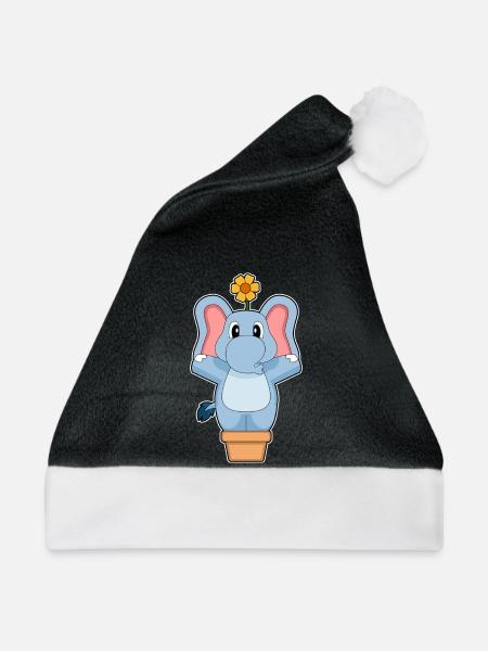 Elefant Blume - Weihnachtsmütze - Schwarz/Weiß