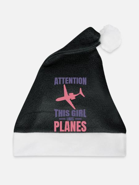 Flugzeug Mädchen - Weihnachtsmütze - Schwarz/Weiß