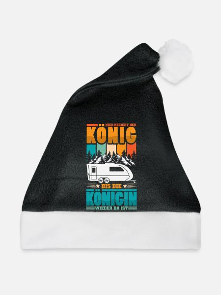 Camper Camping Wohnwagen Spruch - Weihnachtsmütze - Schwarz/Weiß