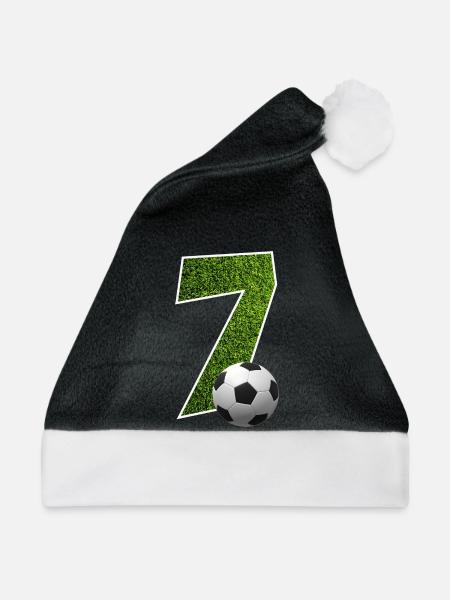 NR. 7 NUMMER 7 FUßBALL 7. GEBURTSTAG - Weihnachtsmütze - Schwarz/Weiß - Vorne