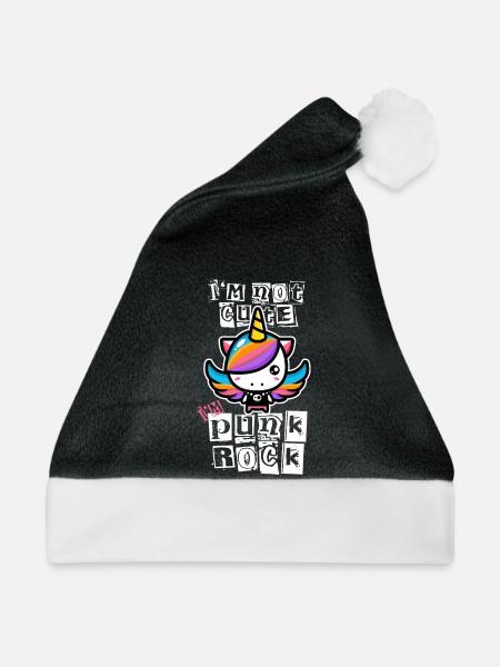 Punkrock Einhorn - Weihnachtsmütze - Schwarz/Weiß - Vorne