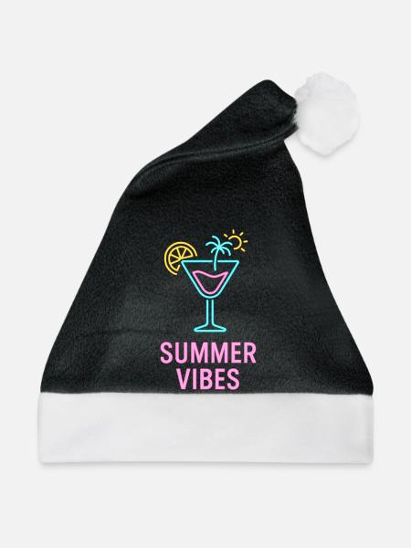 Sommer Vibes Neon Cocktail - Weihnachtsmütze - Schwarz/Weiß