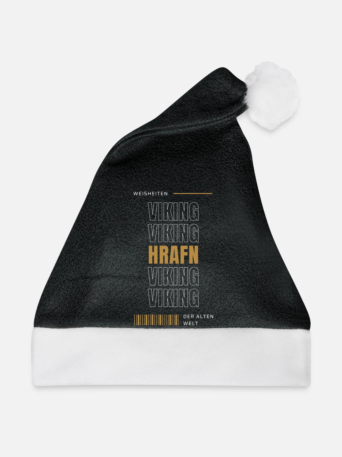 Wikinger - Nordic Typography - Weihnachtsmütze - Schwarz/Weiß - Vorne