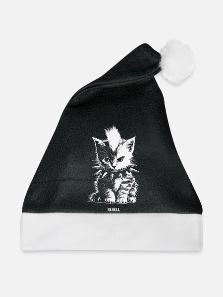 Rebell Kitten - Weihnachtsmütze - Schwarz/Weiß - Vorne