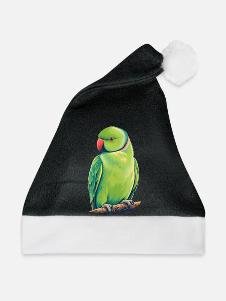 Kölner Halsbandsittich Retro - Weihnachtsmütze - Schwarz/Weiß