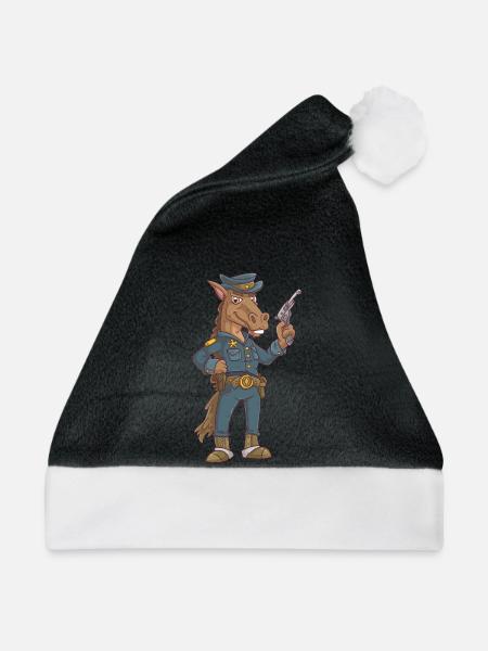 Polizei Pferd - Weihnachtsmütze - Schwarz/Weiß