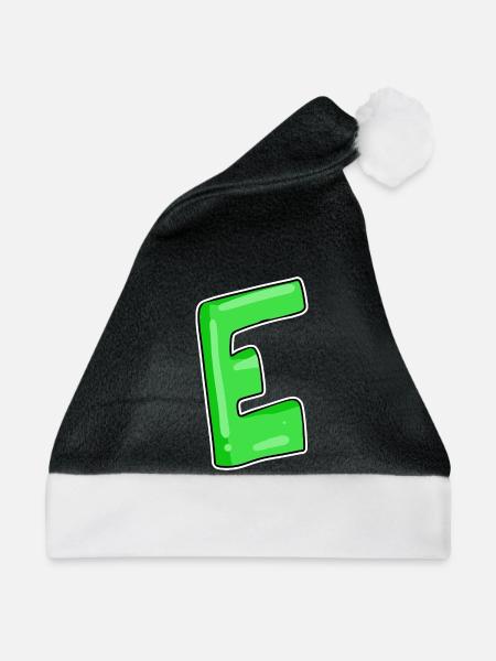 Buchstabe E Anfangsbuchstabe - Weihnachtsmütze - Schwarz/Weiß - Vorne