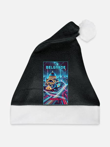 Belgrad Serbien Skyline Design - Weihnachtsmütze - Schwarz/Weiß