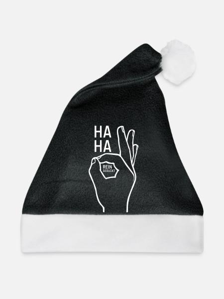 Haha Reingeguckt Handzeichen lustig - Weihnachtsmütze - Schwarz/Weiß - Vorne