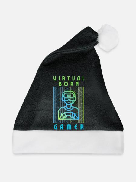 Virtuell geborener Gamer - Weihnachtsmütze - Schwarz/Weiß - Vorne