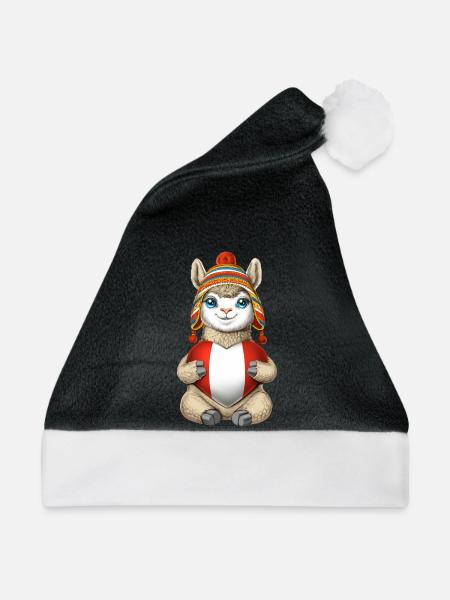Peruanisches Llama - Weihnachtsmütze - Schwarz/Weiß