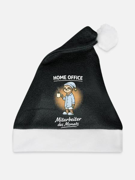 Home Office Mitarbeiter des Monats Faultier - Weihnachtsmütze - Schwarz/Weiß