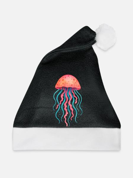Neon-Quallen-Aquarell - Weihnachtsmütze - Schwarz/Weiß
