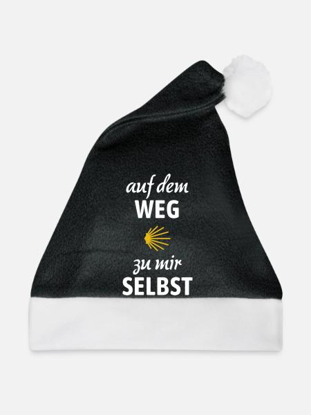 Auf dem Weg zu mir selbst | Jakobsweg, Pilger - Weihnachtsmütze - Schwarz/Weiß - Vorne