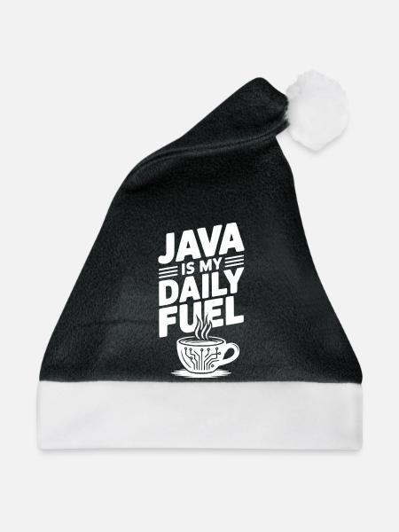 Java ist mein täglicher Treibstoff - Weihnachtsmütze - Schwarz/Weiß - Vorne