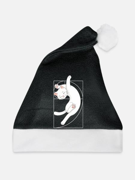 Fibonacci-Spirale Katze - Weihnachtsmütze - Schwarz/Weiß - Vorne