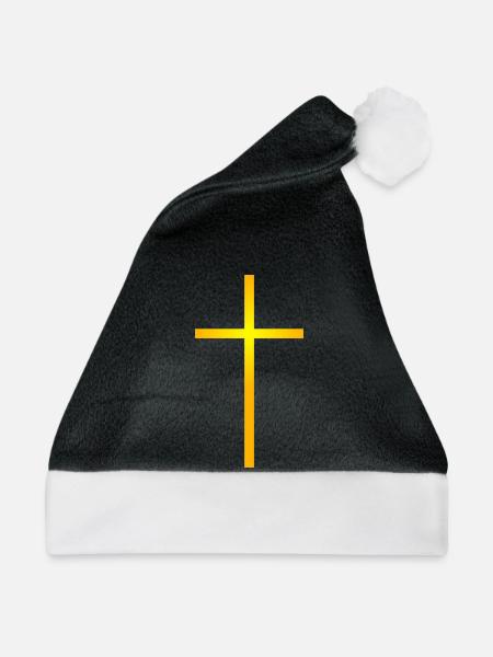 Goldenes Kreuz - Weihnachtsmütze - Schwarz/Weiß