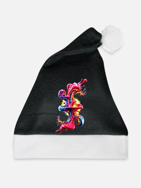 Abstraktes Liquid Art Fluid  - Weihnachtsmütze - Schwarz/Weiß