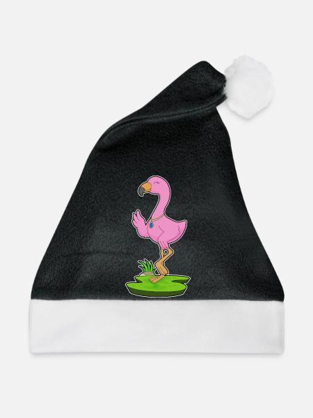Flamingo Halskette - Weihnachtsmütze - Schwarz/Weiß - Vorne