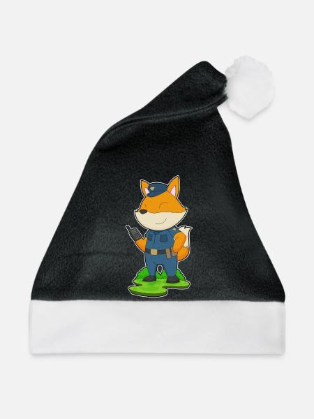 Fuchs Polizist Mikrofon Polizei - Weihnachtsmütze - Schwarz/Weiß