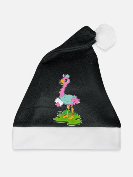 Flamingo Krankenschwester - Weihnachtsmütze - Schwarz/Weiß